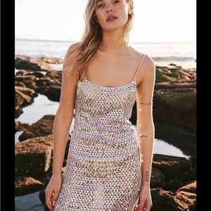Free People Silver Sequin Mini Dress